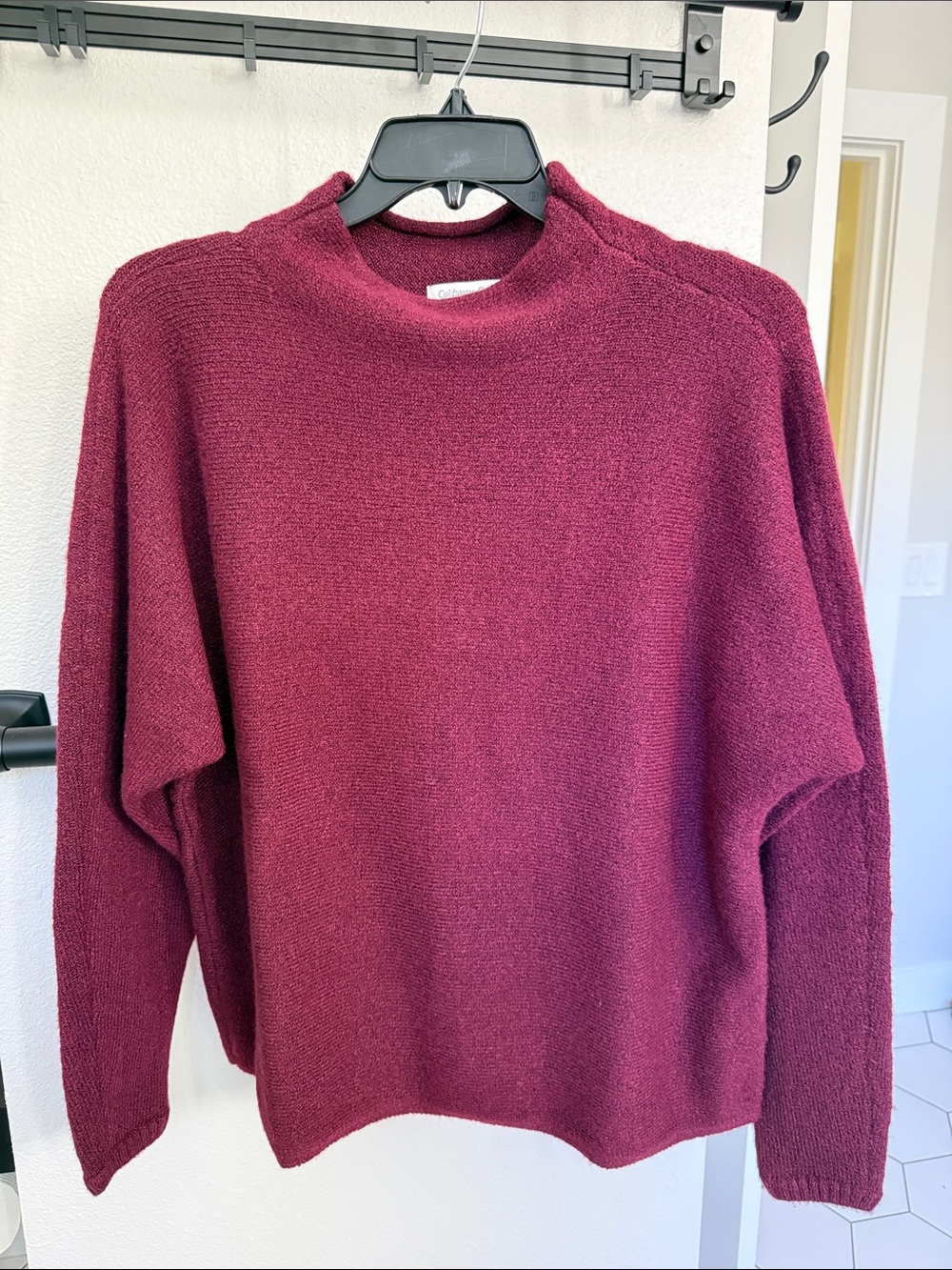 Women’s Mock Neck Sweater - Burgundy